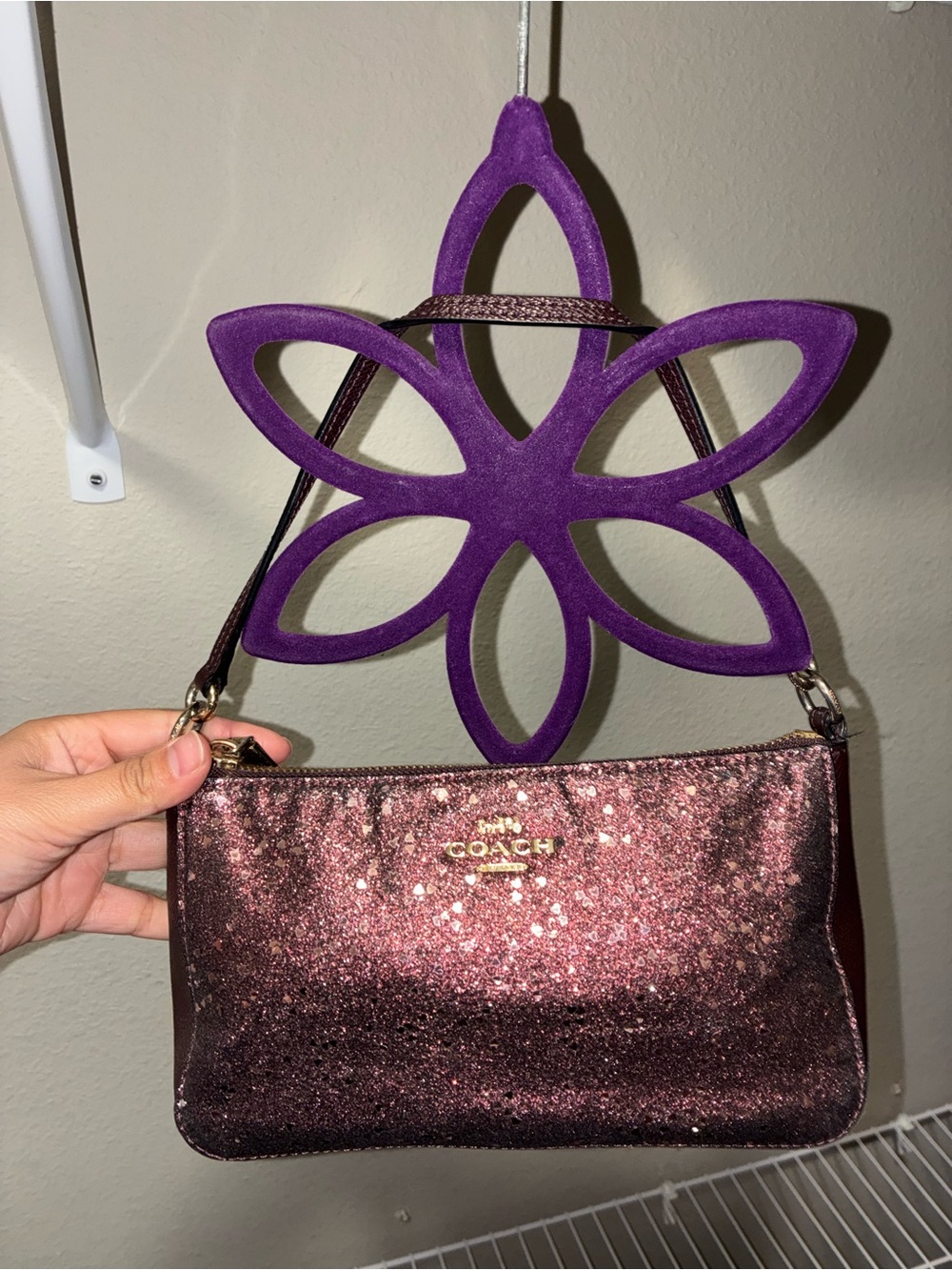 Coach Glitter Wristlet in Rose